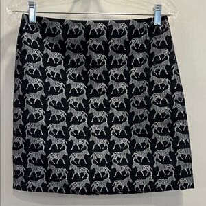 J. Crew Black and Silver Jacquard Zebra 🦓 Print Mini Skirt